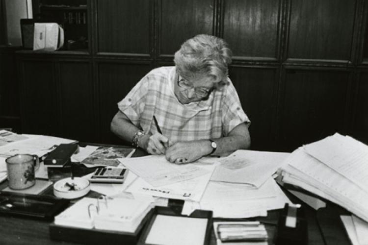 Marjorie Paxson in her office at the Muskogee Phoenix on the day she retired.